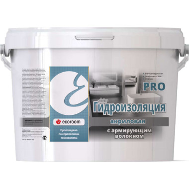 Гидроизоляция акриловая ecoroom PRO с армирующим волокном Гидроизоляция акриловая ecoroom PRO с армирующим волокном
