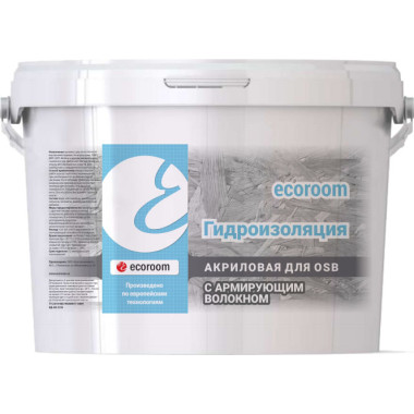 Гидроизоляция акриловая ecoroom с армирующим волокном для OSB Гидроизоляция акриловая ecoroom с армирующим волокном для OSB