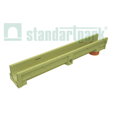 Лоток водоотводной CompoMax Basic ЛВ-10.14.13–ПВ полимербетонный с вертикальным выпуском Лоток водоотводной CompoMax Basic ЛВ-10.14.13–ПВ полимербетонный с вертикальным выпуском