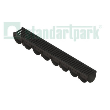 Лоток водоотводный DN 100 ЛВ-10.14.10-ПП пластиковый с решеткой щелевой чугунной кл. С (к-т) Лоток водоотводный DN 100 ЛВ-10.14.10-ПП пластиковый с решеткой щелевой чугунной кл. С (к-т)