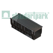 Лоток водоотводный PolyMax Basic ЛВ-30.39.38-ПП пластиковый с решеткой ячеистой стальной кл. А (комплект)