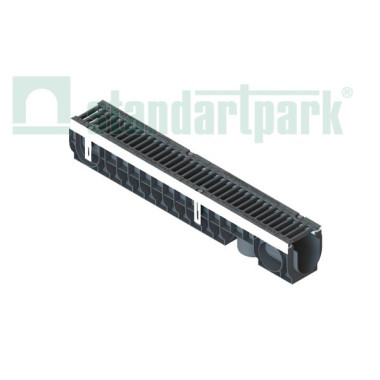 Лоток водоотводный пластиковый PolyMax Drive DN100 высотой 155 мм с решеткой щелевой чугунной ВЧ кл.С250 (к-т) Лоток водоотводный пластиковый PolyMax Drive DN100 высотой 155 мм с решеткой щелевой чугунной ВЧ кл.С250 (к-т)