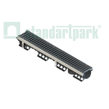 Лоток водоотводный пластиковый PolyMax Drive DN100 высотой 120 мм с решеткой щелевой чугунной ВЧ кл.С250 (к-т) Лоток водоотводный пластиковый PolyMax Drive DN100 высотой 120 мм с решеткой щелевой чугунной ВЧ кл.С250 (к-т)