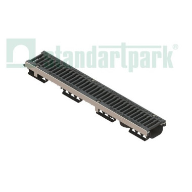 Лоток водоотводный пластиковый PolyMax Drive DN100 высотой 80 мм с решеткой щелевой чугунной ВЧ кл.С250 (к-т) Лоток водоотводный пластиковый PolyMax Drive DN100 высотой 80 мм с решеткой щелевой чугунной ВЧ кл.С250 (к-т)