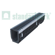 Лоток водоотводный пластиковый PolyMax Drive DN100 H216 с чугунной решеткой кл. D (комплект)