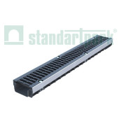 Лоток водоотводный пластиковый PolyMax Drive DN100 H71 "Паркинг" с чугунной решеткой кл. D (комплект)
