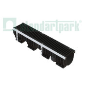 Лоток водоотводный пластиковый PolyMax Drive DN150 высотой 200 мм с решеткой щелевой чугунной ВЧ кл.С250 (к-т)