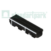 Лоток водоотводный пластиковый PolyMax Drive DN200 высотой 200 мм с решеткой щелевой чугунной ВЧ кл.С250 (к-т)
