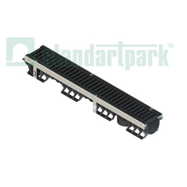 Лоток водоотводный PolyMax Drive ЛВ-10.16.12-ПП пластиковый с решеткой щелевой чугунной ВЧ кл. D Лоток водоотводный PolyMax Drive ЛВ-10.16.12-ПП пластиковый с решеткой щелевой чугунной ВЧ кл. D