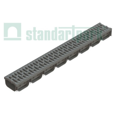 Лоток водоотводный S'park ЛВ-10.14.07-ПП пластиковый серый с решеткой пластиковой кл.А Лоток водоотводный S'park ЛВ-10.14.07-ПП пластиковый серый с решеткой пластиковой кл.А