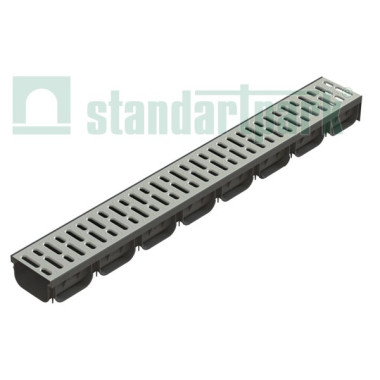 Лоток водоотводный S'park ЛВ-10.14.07-ПП пластиковый с решеткой стальной оцинкованной кл.А Лоток водоотводный S'park ЛВ-10.14.07-ПП пластиковый с решеткой стальной оцинкованной кл.А