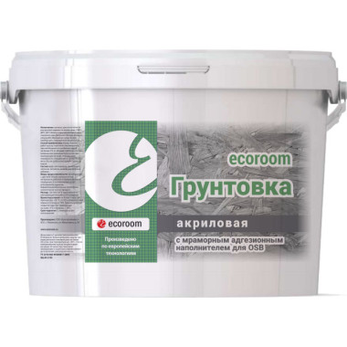 Грунтовка акриловая ecoroom с мраморным адгезионным наполнителем для OSB Грунтовка акриловая ecoroom с мраморным адгезионным наполнителем для OSB
