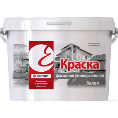 Краска акриловая ecoroom фасадная универсальная Краска акриловая ecoroom фасадная универсальная