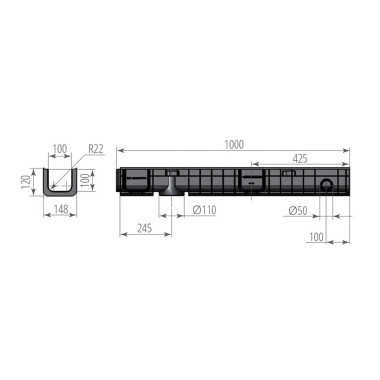 Лоток ЛВП Norma DN100 H120 Лоток ЛВП Norma DN100 H120