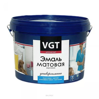 Акриловая универсальная эмаль, матовая VGT супербелый (1,5 кг) Акриловая универсальная эмаль, матовая VGT супербелый (1,5 кг)