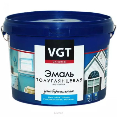 Акриловая универсальная эмаль, полуглянцевая VGT бесцветный (1 кг) Акриловая универсальная эмаль, полуглянцевая VGT бесцветный (1 кг)