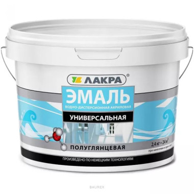 Эмаль акриловая универсальная Лакра Белый полуглянцевый (0,9 кг) Эмаль акриловая универсальная Лакра Белый полуглянцевый (0,9 кг)