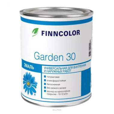 Эмаль алкидная полуматовая Finncolor Garden 30 белый (9 л) Эмаль алкидная полуматовая Finncolor Garden 30 белый (9 л)