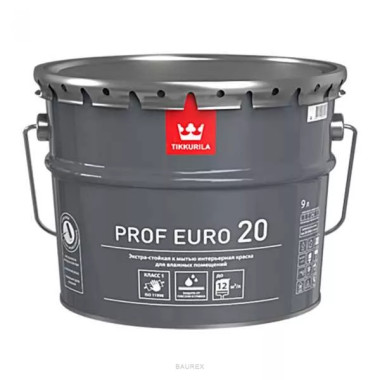 Интерьерная краска для влажных помещений Тиккурила Проф Евро 20, база A (2,7 л) Интерьерная краска для влажных помещений Тиккурила Проф Евро 20, база A (2,7 л)