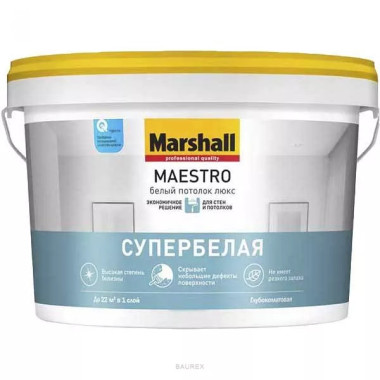 Краска для потолка Маршал Белый Потолок Люкс (9 л) Краска для потолка Маршал Белый Потолок Люкс (9 л)