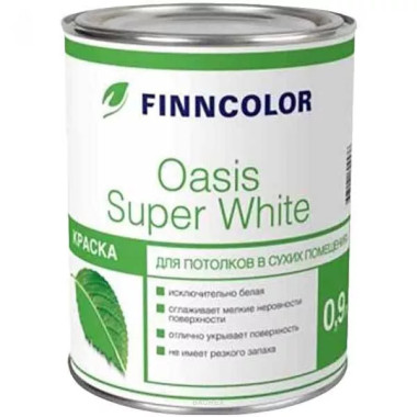 Краска для потолков Финнколор Оазис белая (0,9 л) Краска для потолков Финнколор Оазис белая (0,9 л)