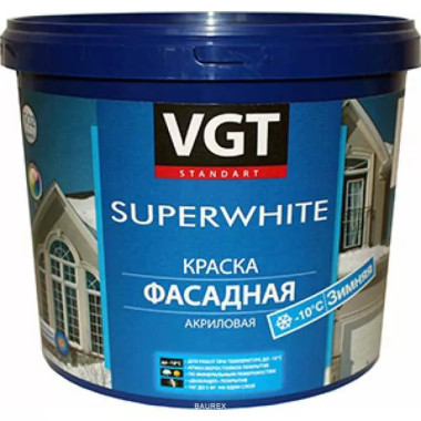 Краска фасадная зимняя, супербелая ВГТ ВДАК 1180 SuperWhite (15 кг) Краска фасадная зимняя, супербелая ВГТ ВДАК 1180 SuperWhite (15 кг)
