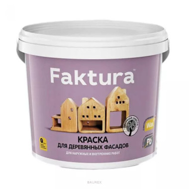 Краска на водной основе с воском для деревянных фасадов Faktura белый (0,9 л) Краска на водной основе с воском для деревянных фасадов Faktura белый (0,9 л)