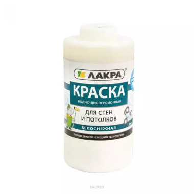 Краска воднодисперсионная для стен и потолков Лакра Белоснежный (банка) (3 кг) Краска воднодисперсионная для стен и потолков Лакра Белоснежный (банка) (3 кг)