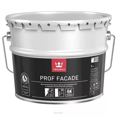 Краска всесезонная фасадная на основе растворителя Тиккурила Евро Проф Фасад, база А (9 л) Краска всесезонная фасадная на основе растворителя Тиккурила Евро Проф Фасад, база А (9 л)