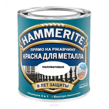 Полуматовая эмаль по ржавчине Hammerite Satin белый (0,75 кг) Полуматовая эмаль по ржавчине Hammerite Satin белый (0,75 кг)