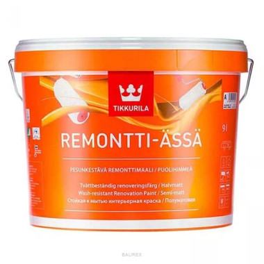 Полуматовая краска для стен и потолков Тиккурила Ремонтти Ясся, база С (2,7 л) Полуматовая краска для стен и потолков Тиккурила Ремонтти Ясся, база С (2,7 л)