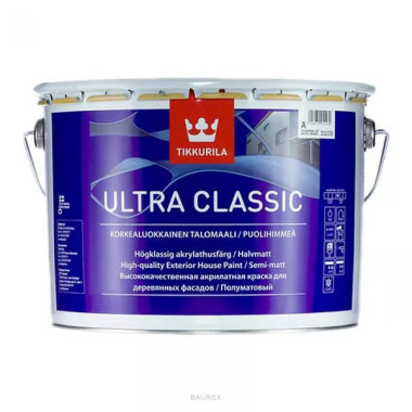 Полуматовая полиакрилатная краска Tikkurila Ultra Classic бесцветный (9 л) Полуматовая полиакрилатная краска Tikkurila Ultra Classic бесцветный (9 л)