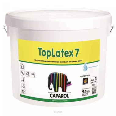 Шелковисто матовая латексная краска для внутренних работ Капарол Топ Латекс 7 (10 л) Шелковисто матовая латексная краска для внутренних работ Капарол Топ Латекс 7 (10 л)