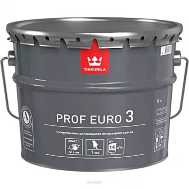 Суперукрывистая моющаяся интерьерная краска Тиккурила Проф Евро 3, база С (2,7 л) Суперукрывистая моющаяся интерьерная краска Тиккурила Проф Евро 3, база С (2,7 л)