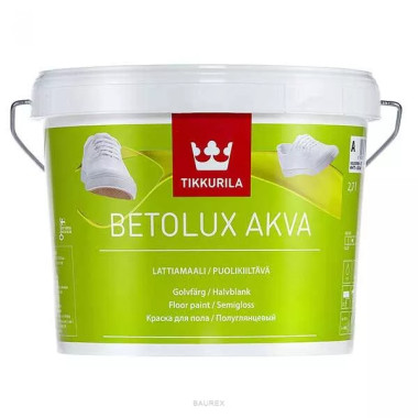 Водорастворимая краска для пола Тиккурила Бетолюкс Аква, база С (2,7 л) Водорастворимая краска для пола Тиккурила Бетолюкс Аква, база С (2,7 л)